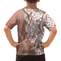 Hawaii Puakenikeni And Maile Lei Family Matching Summer Maxi Dress and Hawaiian Shirt Brown Polynesian Shark Tattoo DT05 - Polynesian Pride