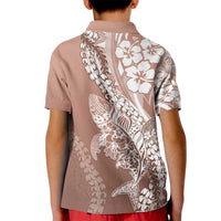 Hawaii Puakenikeni And Maile Lei Kid Polo Shirt Brown Polynesian Shark Tattoo DT05