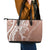 Hawaii Puakenikeni And Maile Lei Leather Tote Bag Brown Polynesian Shark Tattoo DT05