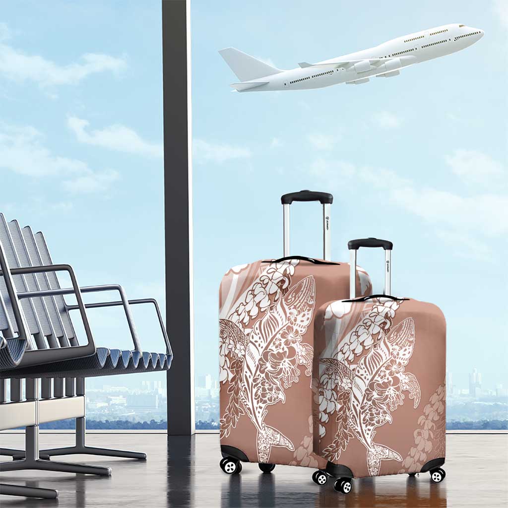 Hawaii Puakenikeni And Maile Lei Luggage Cover Brown Polynesian Shark Tattoo DT05