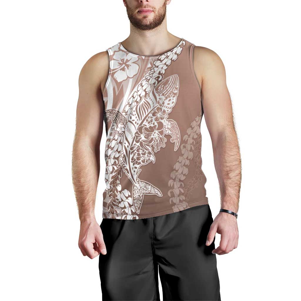 Hawaii Puakenikeni And Maile Lei Men Tank Top Brown Polynesian Shark Tattoo DT05