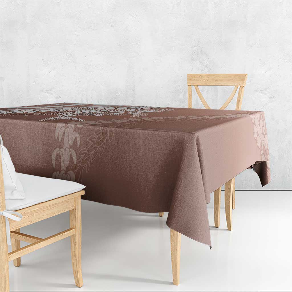 Hawaii Puakenikeni And Maile Lei Tablecloth Brown Polynesian Shark Tattoo DT05