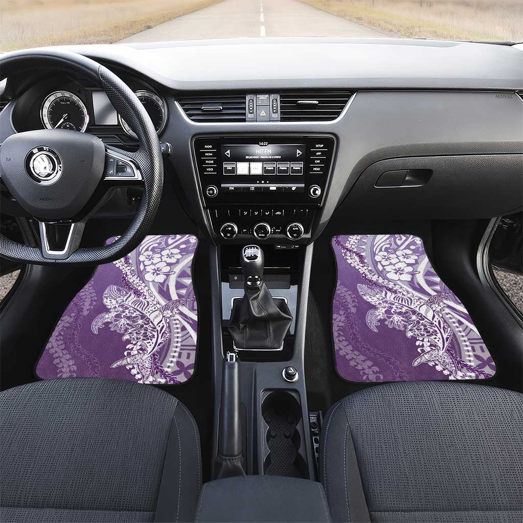 Hawaii Puakenikeni And Maile Lei Car Mats Violet Polynesian Shark Tattoo DT05