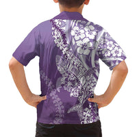 Hawaii Puakenikeni And Maile Lei Family Matching Long Sleeve Bodycon Dress and Hawaiian Shirt Violet Polynesian Shark Tattoo DT05 - Polynesian Pride