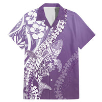 Hawaii Puakenikeni And Maile Lei Family Matching Mermaid Dress and Hawaiian Shirt Violet Polynesian Shark Tattoo DT05 Dad's Shirt - Short Sleeve Violet - Polynesian Pride