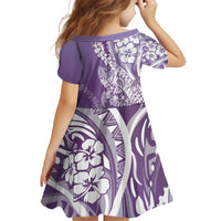 Hawaii Puakenikeni And Maile Lei Family Matching Off The Shoulder Long Sleeve Dress and Hawaiian Shirt Violet Polynesian Shark Tattoo DT05 - Polynesian Pride