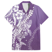 Hawaii Puakenikeni And Maile Lei Family Matching Off Shoulder Maxi Dress and Hawaiian Shirt Violet Polynesian Shark Tattoo DT05 Dad's Shirt - Short Sleeve Violet - Polynesian Pride