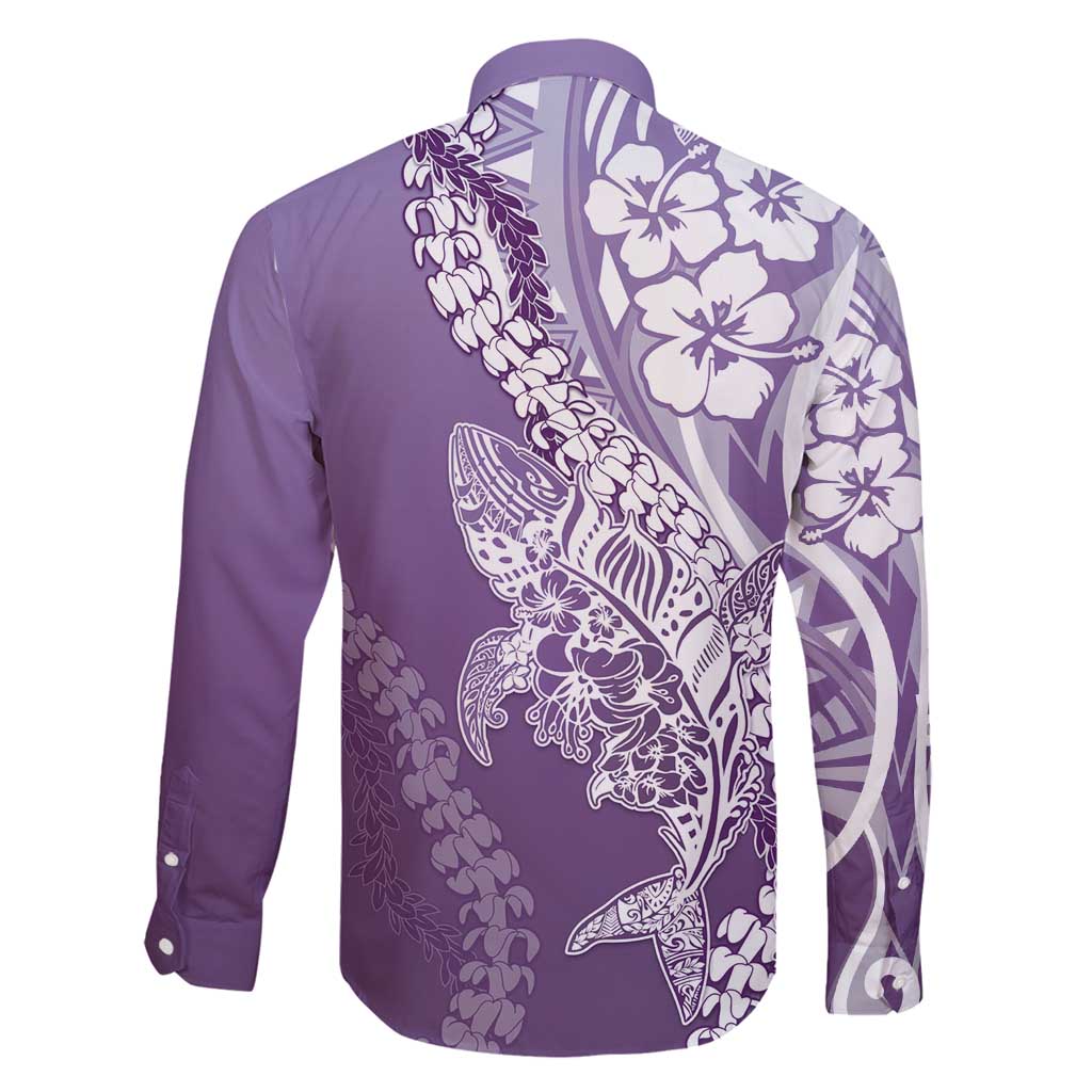 Hawaii Puakenikeni And Maile Lei Family Matching Summer Maxi Dress and Hawaiian Shirt Violet Polynesian Shark Tattoo DT05 - Polynesian Pride