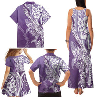 Hawaii Puakenikeni And Maile Lei Family Matching Tank Maxi Dress and Hawaiian Shirt Violet Polynesian Shark Tattoo DT05 - Polynesian Pride