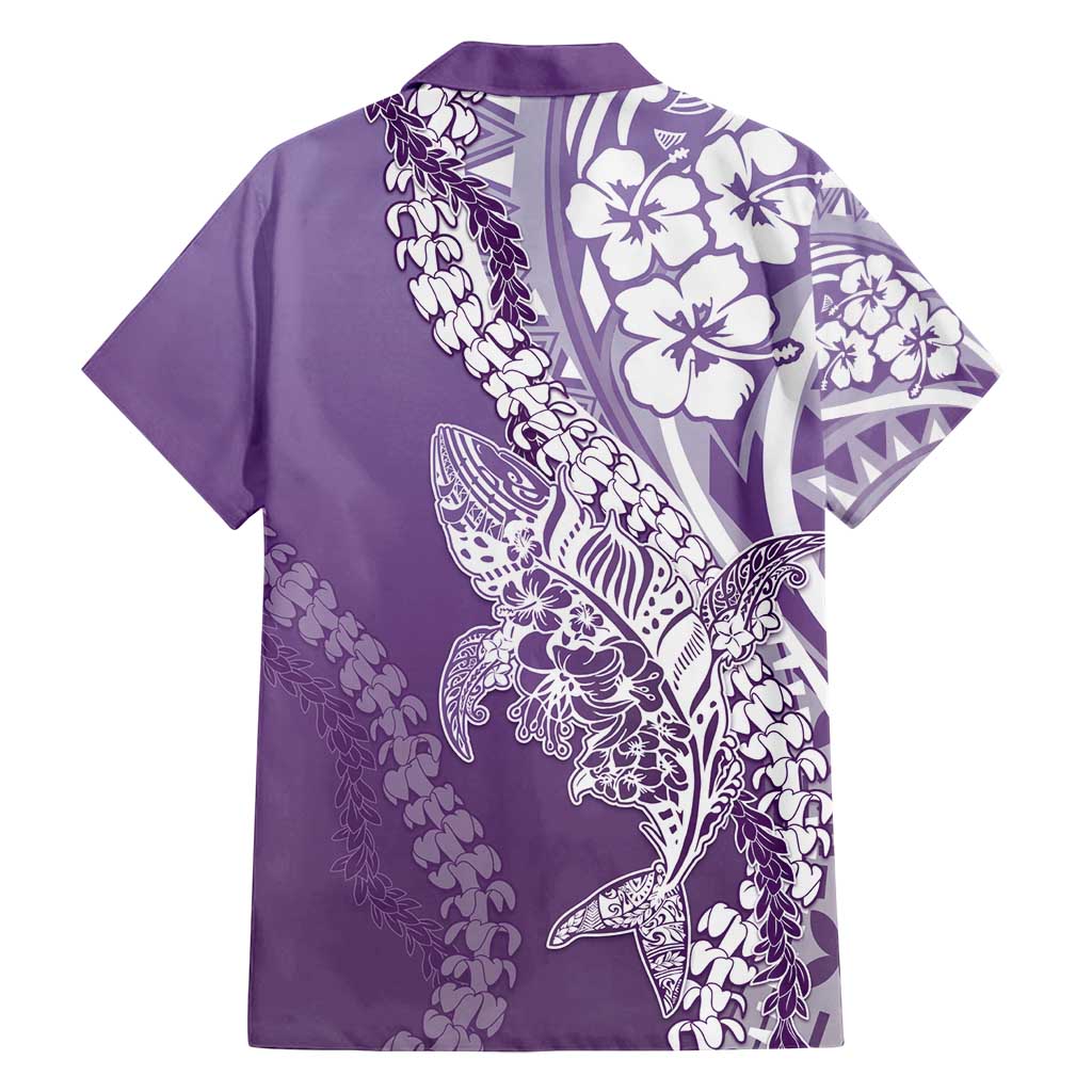 Hawaii Puakenikeni And Maile Lei Family Matching Tank Maxi Dress and Hawaiian Shirt Violet Polynesian Shark Tattoo DT05 - Polynesian Pride