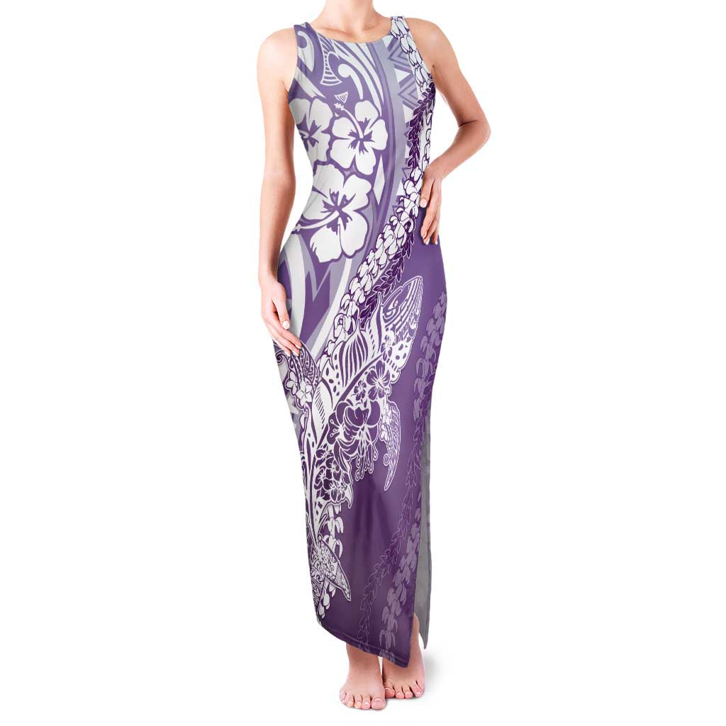 Hawaii Puakenikeni And Maile Lei Family Matching Tank Maxi Dress and Hawaiian Shirt Violet Polynesian Shark Tattoo DT05 Mom's Dress Violet - Polynesian Pride