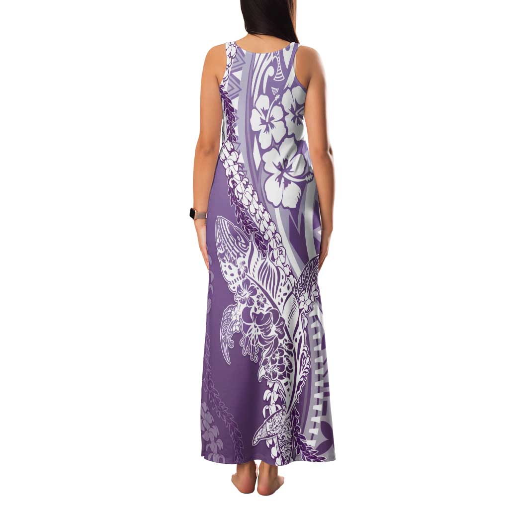 Hawaii Puakenikeni And Maile Lei Family Matching Tank Maxi Dress and Hawaiian Shirt Violet Polynesian Shark Tattoo DT05 - Polynesian Pride