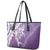 Hawaii Puakenikeni And Maile Lei Leather Tote Bag Violet Polynesian Shark Tattoo DT05