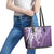 Hawaii Puakenikeni And Maile Lei Leather Tote Bag Violet Polynesian Shark Tattoo DT05