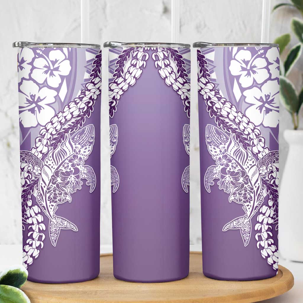 Hawaii Puakenikeni And Maile Lei Skinny Tumbler Violet Polynesian Shark Tattoo DT05