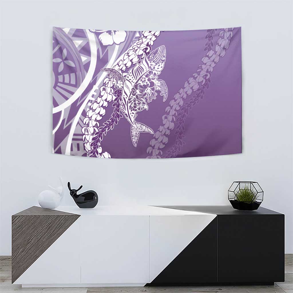 Hawaii Puakenikeni And Maile Lei Tapestry Violet Polynesian Shark Tattoo DT05