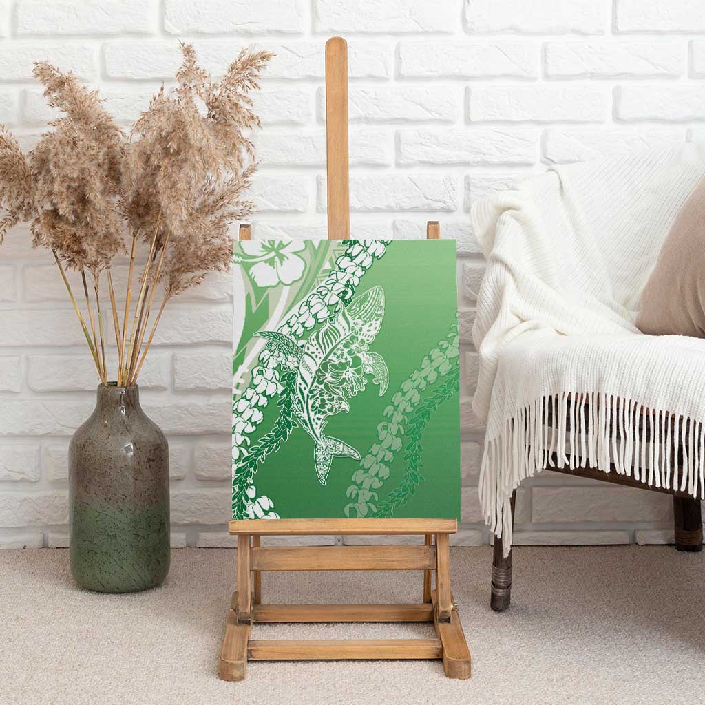 Hawaii Puakenikeni And Maile Lei Canvas Wall Art Green Polynesian Shark Tattoo DT05