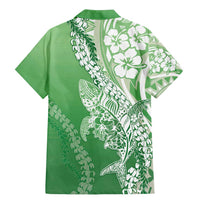 Hawaii Puakenikeni And Maile Lei Family Matching Mermaid Dress and Hawaiian Shirt Green Polynesian Shark Tattoo DT05 - Polynesian Pride