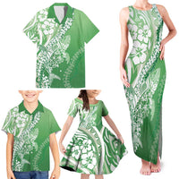 Hawaii Puakenikeni And Maile Lei Family Matching Tank Maxi Dress and Hawaiian Shirt Green Polynesian Shark Tattoo DT05 - Polynesian Pride