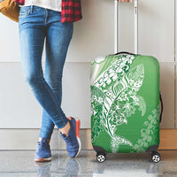 Hawaii Puakenikeni And Maile Lei Luggage Cover Green Polynesian Shark Tattoo DT05