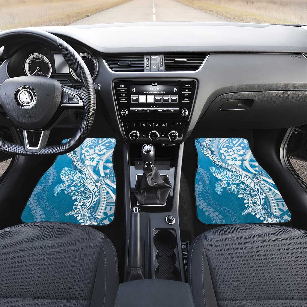 Hawaii Puakenikeni And Maile Lei Car Mats Blue Polynesian Shark Tattoo DT05