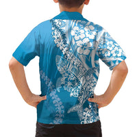 Hawaii Puakenikeni And Maile Lei Family Matching Off Shoulder Maxi Dress and Hawaiian Shirt Blue Polynesian Shark Tattoo DT05 - Polynesian Pride