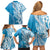 Hawaii Puakenikeni And Maile Lei Family Matching Off Shoulder Short Dress and Hawaiian Shirt Blue Polynesian Shark Tattoo DT05