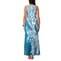 Hawaii Puakenikeni And Maile Lei Family Matching Tank Maxi Dress and Hawaiian Shirt Blue Polynesian Shark Tattoo DT05 - Polynesian Pride