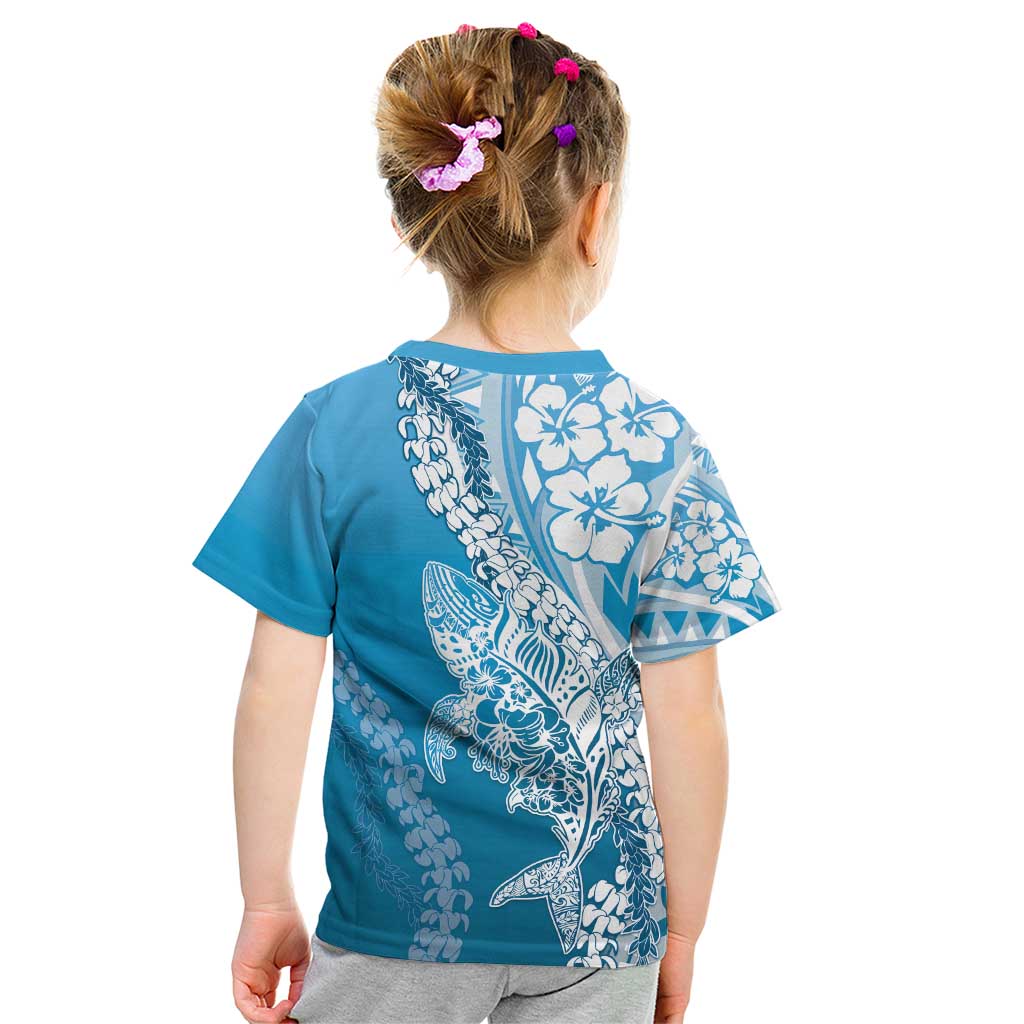 Hawaii Puakenikeni And Maile Lei Kid T Shirt Blue Polynesian Shark Tattoo DT05