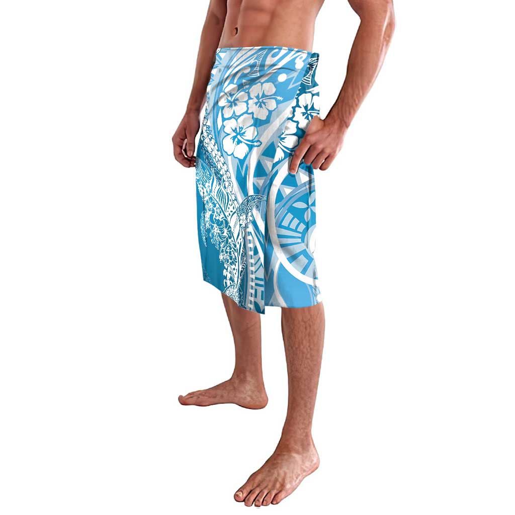Hawaii Puakenikeni And Maile Lei Lavalava Blue Polynesian Shark Tattoo DT05