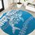 Hawaii Puakenikeni And Maile Lei Round Carpet Blue Polynesian Shark Tattoo DT05