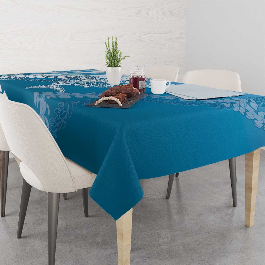 Hawaii Puakenikeni And Maile Lei Tablecloth Blue Polynesian Shark Tattoo DT05