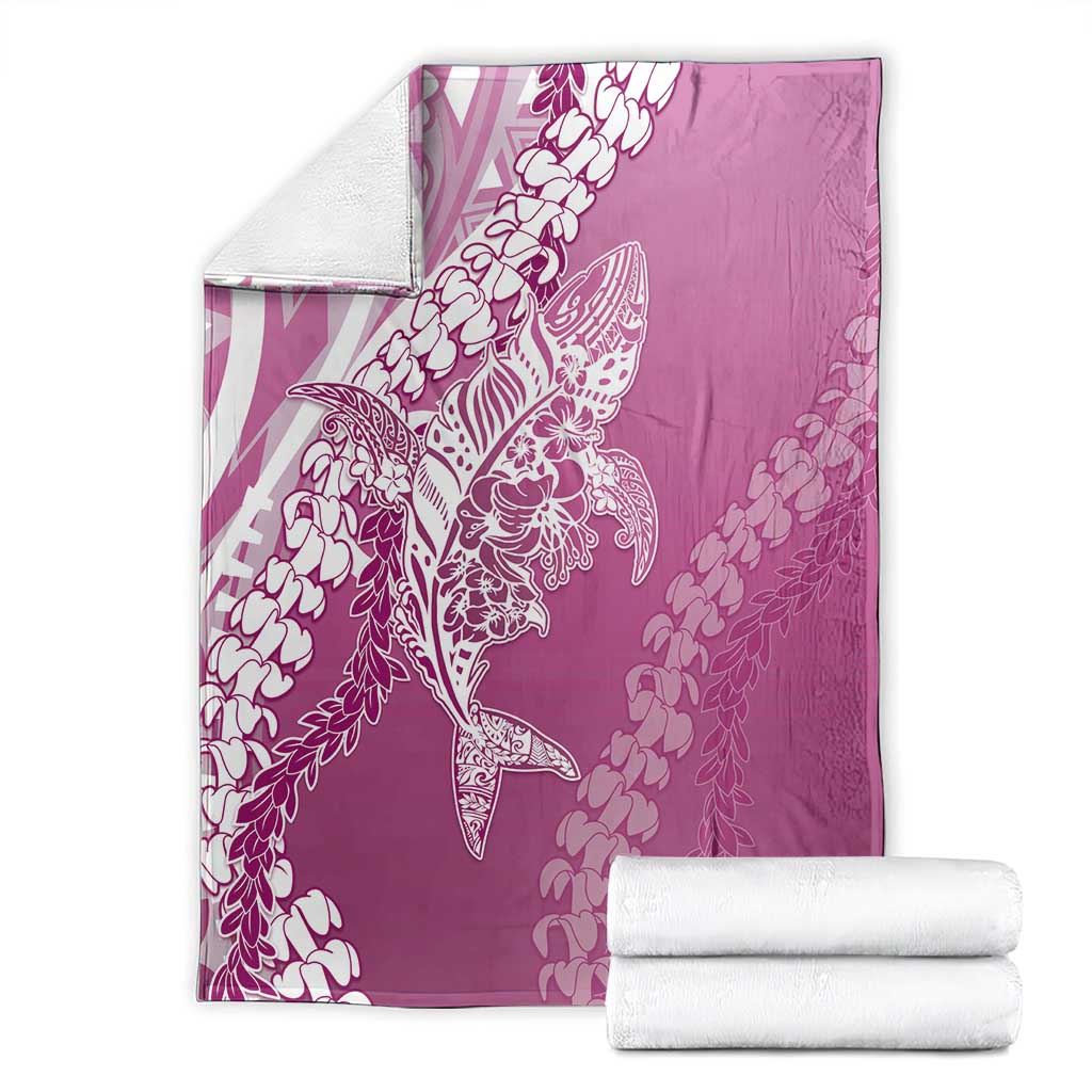 Hawaii Puakenikeni And Maile Lei Blanket Pink Polynesian Shark Tattoo DT05