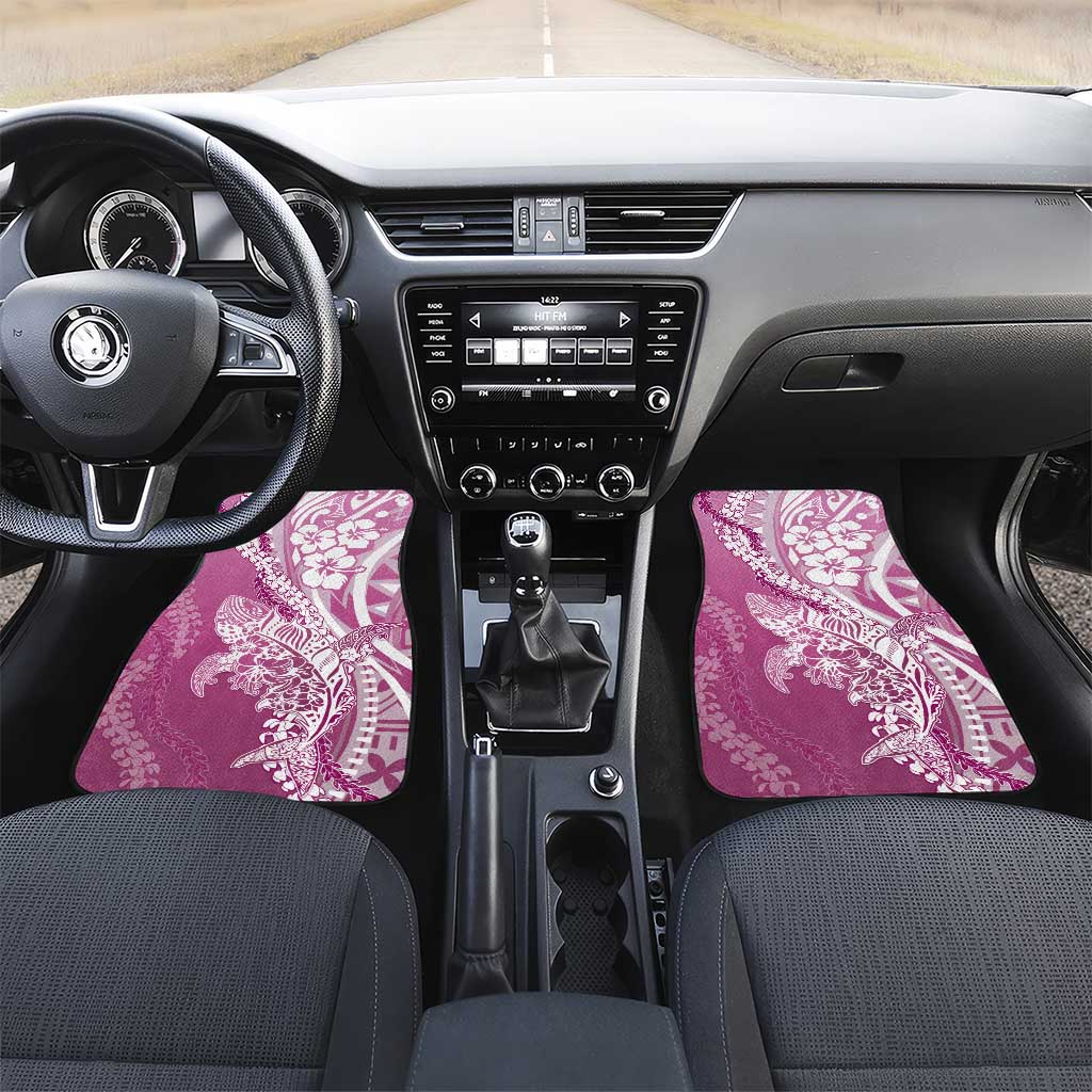 Hawaii Puakenikeni And Maile Lei Car Mats Pink Polynesian Shark Tattoo DT05