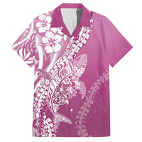 Hawaii Puakenikeni And Maile Lei Family Matching Off The Shoulder Long Sleeve Dress and Hawaiian Shirt Pink Polynesian Shark Tattoo DT05 Dad's Shirt - Short Sleeve Pink - Polynesian Pride