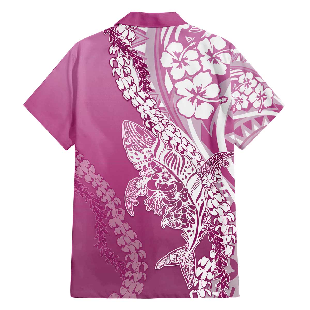 Hawaii Puakenikeni And Maile Lei Family Matching Off The Shoulder Long Sleeve Dress and Hawaiian Shirt Pink Polynesian Shark Tattoo DT05 - Polynesian Pride