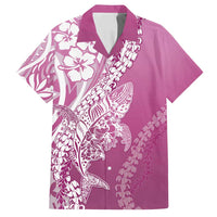 Hawaii Puakenikeni And Maile Lei Family Matching Puletasi and Hawaiian Shirt Pink Polynesian Shark Tattoo DT05 Dad's Shirt - Short Sleeve Pink - Polynesian Pride