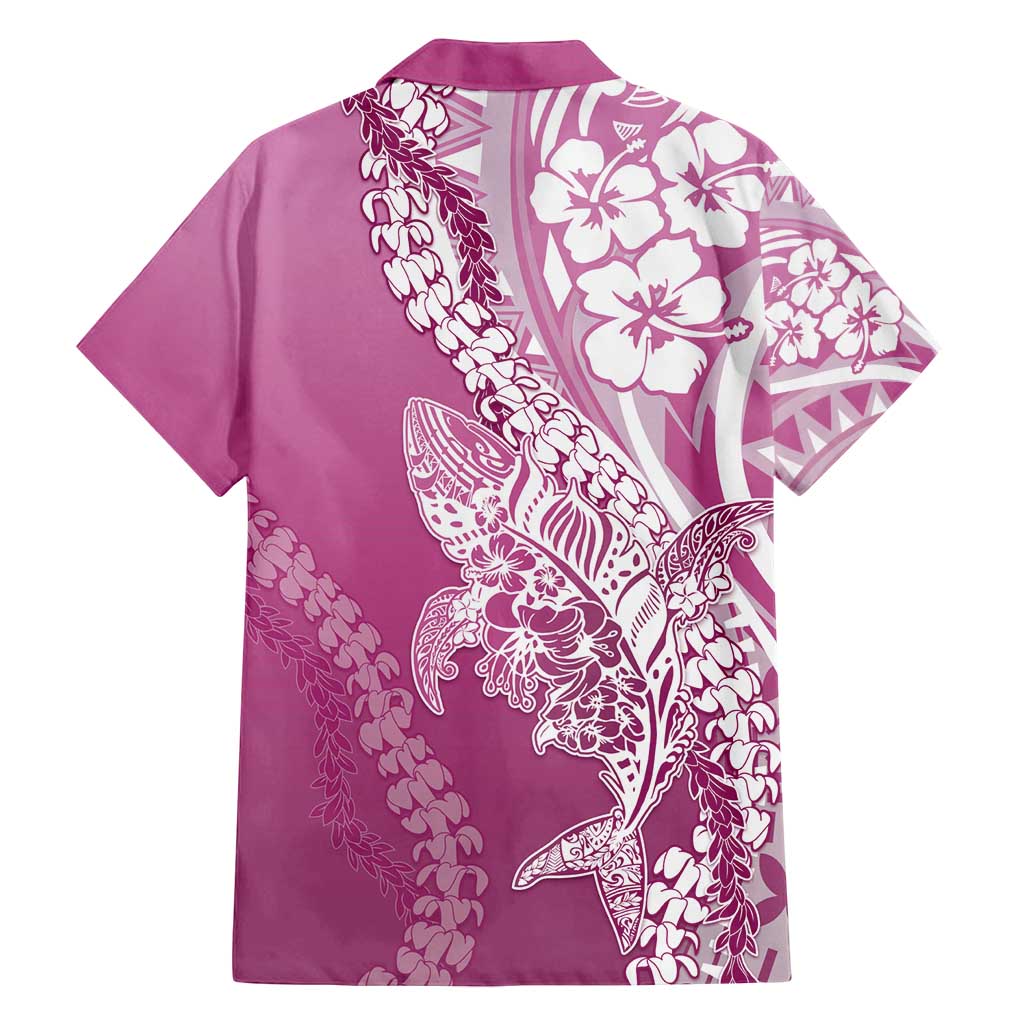 Hawaii Puakenikeni And Maile Lei Family Matching Summer Maxi Dress and Hawaiian Shirt Pink Polynesian Shark Tattoo DT05 - Polynesian Pride