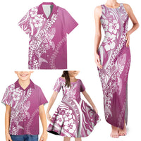 Hawaii Puakenikeni And Maile Lei Family Matching Tank Maxi Dress and Hawaiian Shirt Pink Polynesian Shark Tattoo DT05 - Polynesian Pride