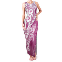 Hawaii Puakenikeni And Maile Lei Family Matching Tank Maxi Dress and Hawaiian Shirt Pink Polynesian Shark Tattoo DT05 Mom's Dress Pink - Polynesian Pride