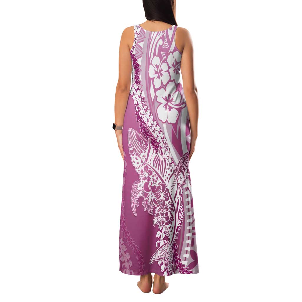 Hawaii Puakenikeni And Maile Lei Family Matching Tank Maxi Dress and Hawaiian Shirt Pink Polynesian Shark Tattoo DT05 - Polynesian Pride