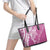 Hawaii Puakenikeni And Maile Lei Leather Tote Bag Pink Polynesian Shark Tattoo DT05