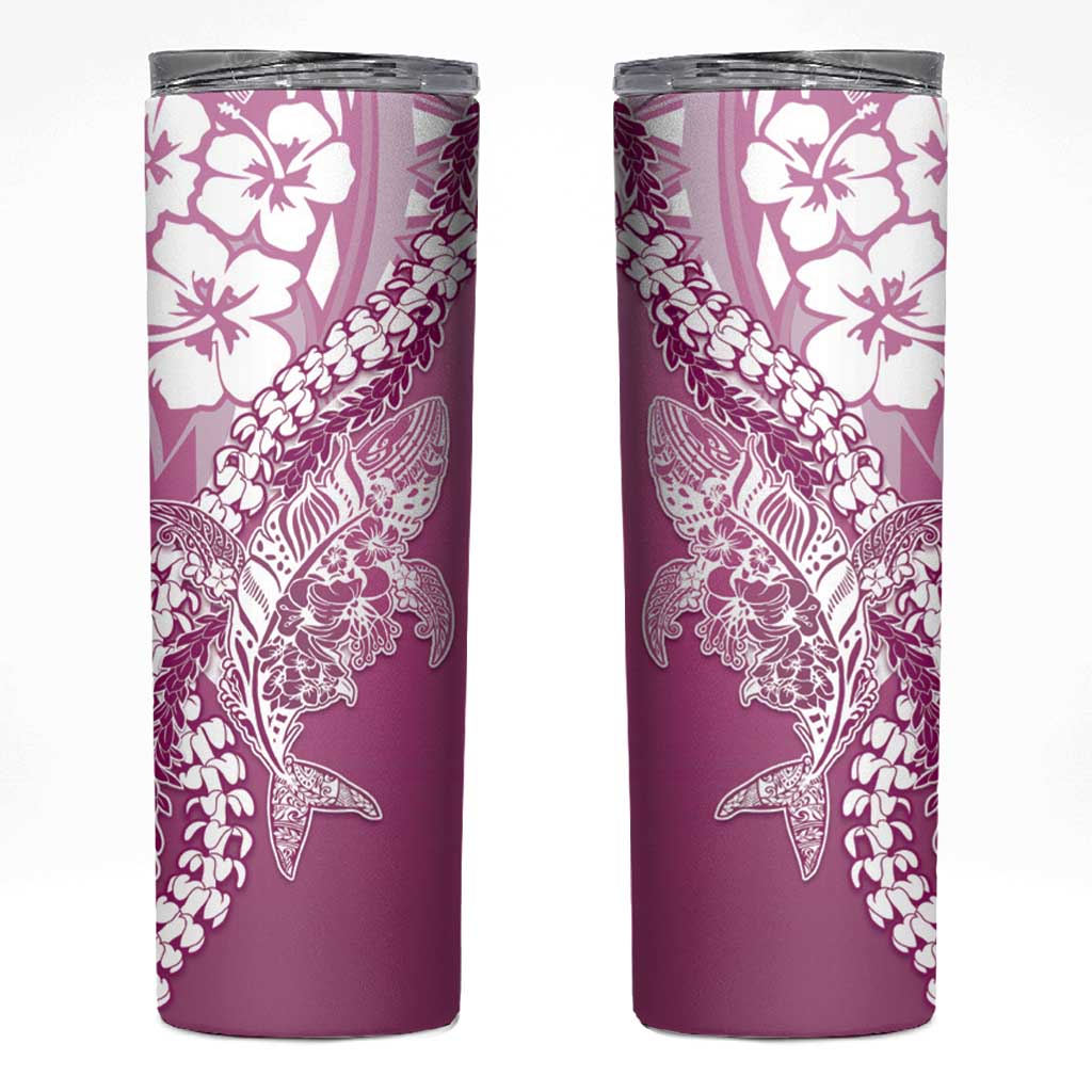 Hawaii Puakenikeni And Maile Lei Skinny Tumbler Pink Polynesian Shark Tattoo DT05 Pink - Polynesian Pride