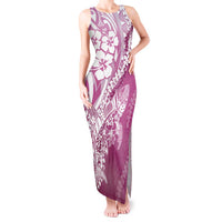 Hawaii Puakenikeni And Maile Lei Tank Maxi Dress Pink Polynesian Shark Tattoo DT05