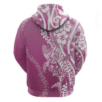 Hawaii Puakenikeni And Maile Lei Zip Hoodie Pink Polynesian Shark Tattoo DT05