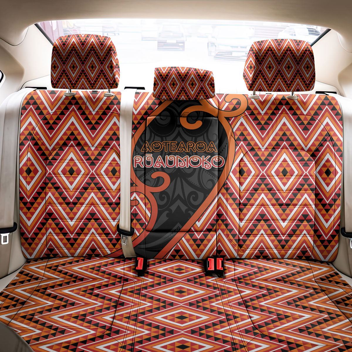 Aotearoa Atua Ruaumoko Back Car Seat Cover God Of Volcanoes Koru Patterns DT05 - Polynesian Pride