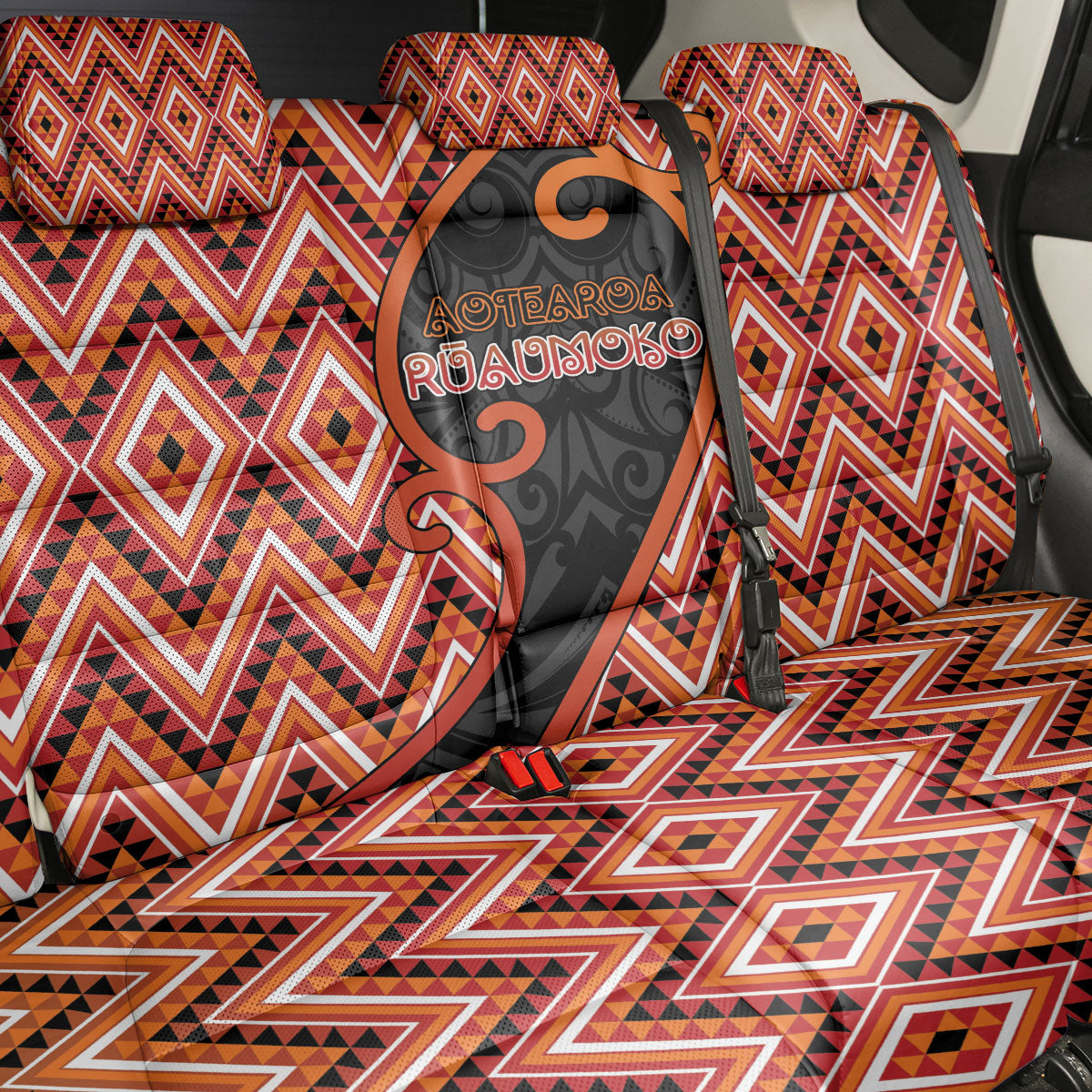 Aotearoa Atua Ruaumoko Back Car Seat Cover God Of Volcanoes Koru Patterns DT05 - Polynesian Pride