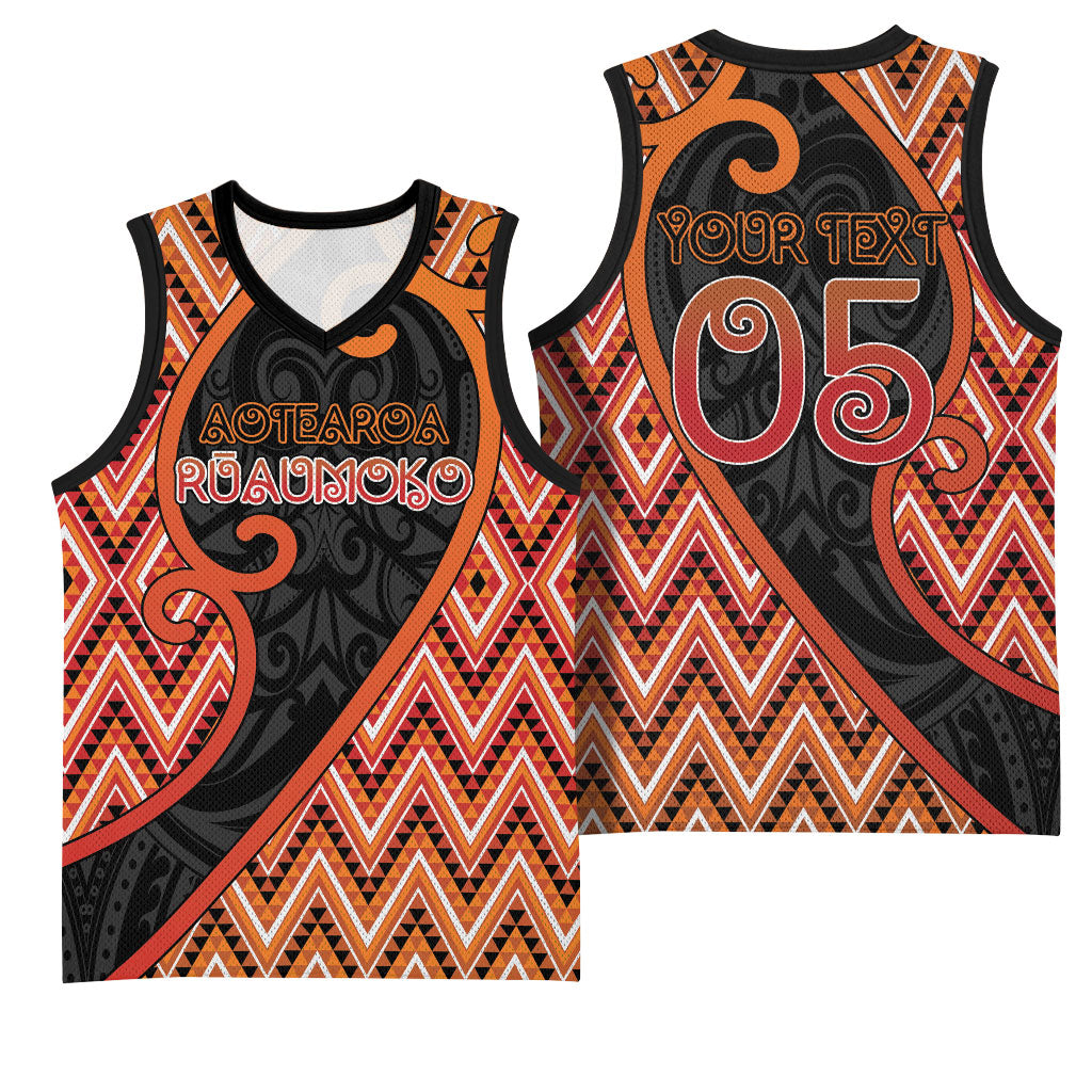 Custom Aotearoa Atua Ruaumoko Basketball Jersey God Of Volcanoes Koru Patterns DT05 - Polynesian Pride