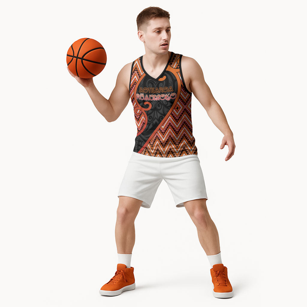 Custom Aotearoa Atua Ruaumoko Basketball Jersey God Of Volcanoes Koru Patterns DT05 - Polynesian Pride