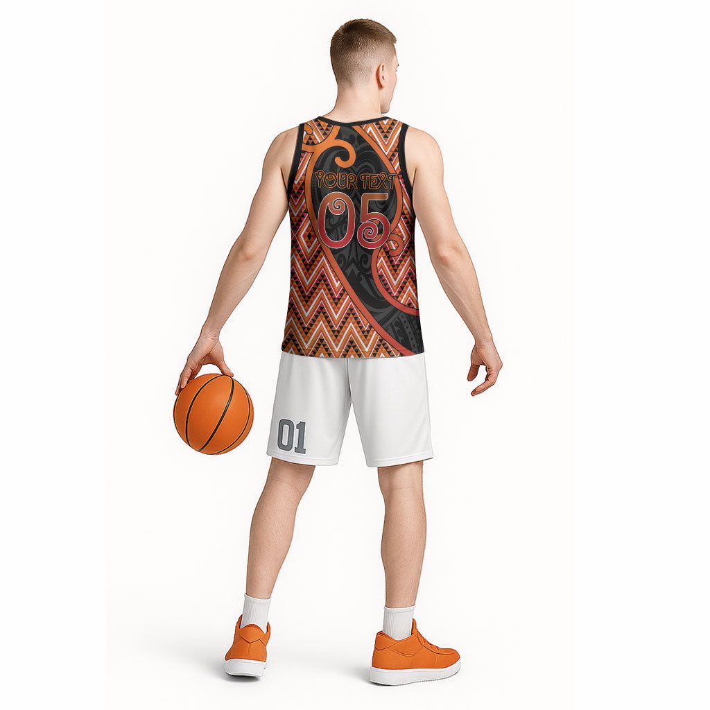 Custom Aotearoa Atua Ruaumoko Basketball Jersey God Of Volcanoes Koru Patterns DT05 - Polynesian Pride